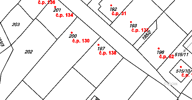 Opatovice 138, Vyškov na parcele st. 197 v KÚ Opatovice u Vyškova, Katastrální mapa