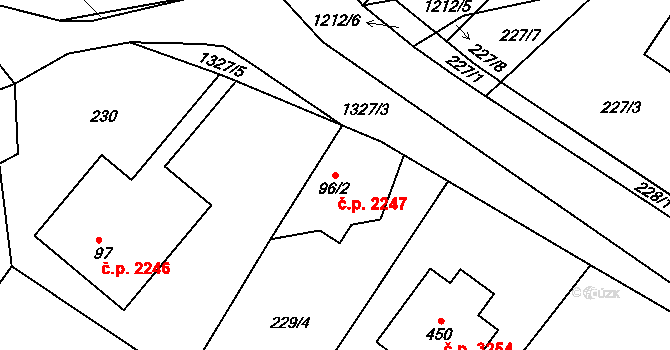 Šumperk 2247 na parcele st. 96/2 v KÚ Horní Temenice, Katastrální mapa