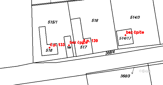 Liblice 139, Český Brod na parcele st. 517 v KÚ Liblice u Českého Brodu, Katastrální mapa