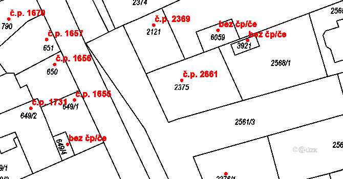 Břeclav 2661 na parcele st. 2375 v KÚ Břeclav, Katastrální mapa
