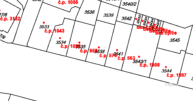 Teplice 576 na parcele st. 3538 v KÚ Teplice, Katastrální mapa