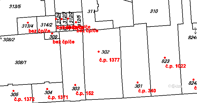 Sokolov 1377 na parcele st. 302 v KÚ Sokolov, Katastrální mapa