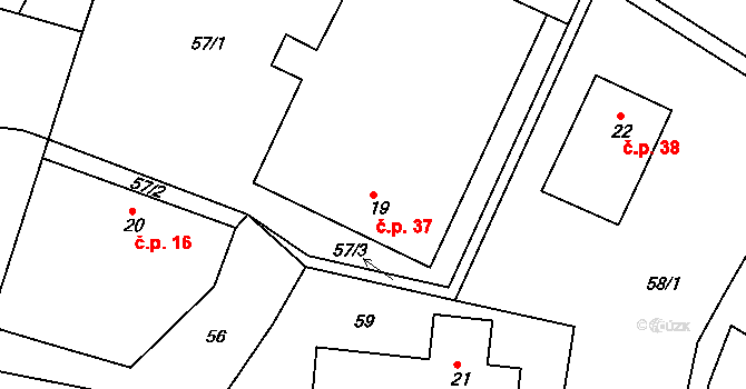 Dolní Vlčkovice 37, Vlčkovice v Podkrkonoší na parcele st. 19 v KÚ Dolní Vlčkovice, Katastrální mapa