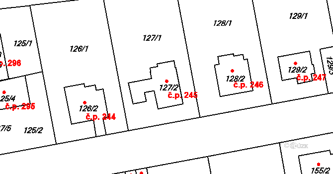 Horní Měcholupy 245, Praha na parcele st. 127/2 v KÚ Horní Měcholupy, Katastrální mapa