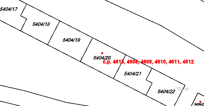Chomutov 4608,4609,4610,4611, na parcele st. 5404/22 v KÚ Chomutov I, Katastrální mapa