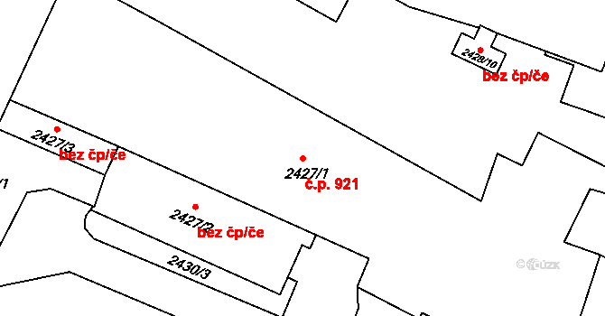 Pod Cvilínem 921, Krnov na parcele st. 2427/1 v KÚ Opavské Předměstí, Katastrální mapa