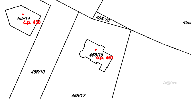 Děčín XXXII-Boletice nad Labem 451, Děčín na parcele st. 455/18 v KÚ Boletice nad Labem, Katastrální mapa