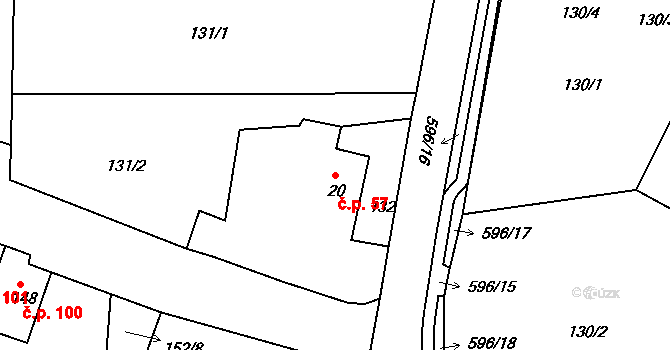 Lipová 57 na parcele st. 20 v KÚ Lipová u Chebu, Katastrální mapa