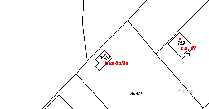 Jirkov 39091414 na parcele st. 354/2 v KÚ Červený Hrádek u Jirkova, Katastrální mapa