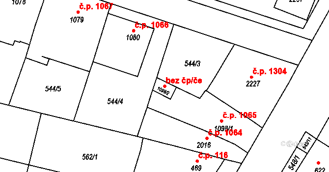 Kyjov 41329414 na parcele st. 1098/2 v KÚ Kyjov, Katastrální mapa