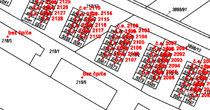 Řečkovice 2112, Brno na parcele st. 5566 v KÚ Řečkovice, Katastrální mapa