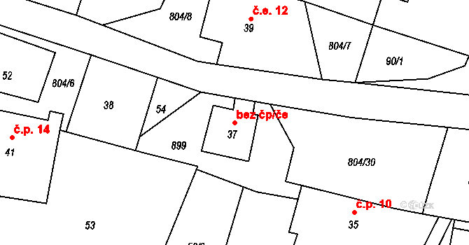 Lovečkovice 43198414 na parcele st. 37 v KÚ Mukařov u Úštěku, Katastrální mapa