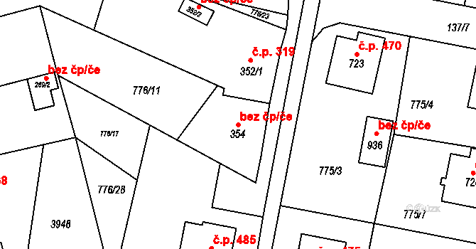 Řevničov 43980414 na parcele st. 354 v KÚ Řevničov, Katastrální mapa
