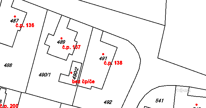 Suché Lazce 138, Opava na parcele st. 491 v KÚ Suché Lazce, Katastrální mapa