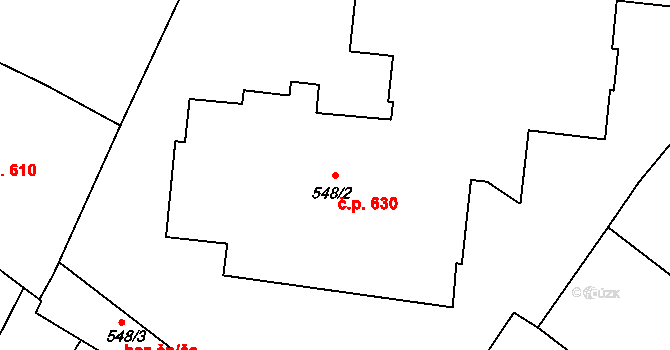 Předměstí 630, Opava na parcele st. 548/2 v KÚ Opava-Předměstí, Katastrální mapa