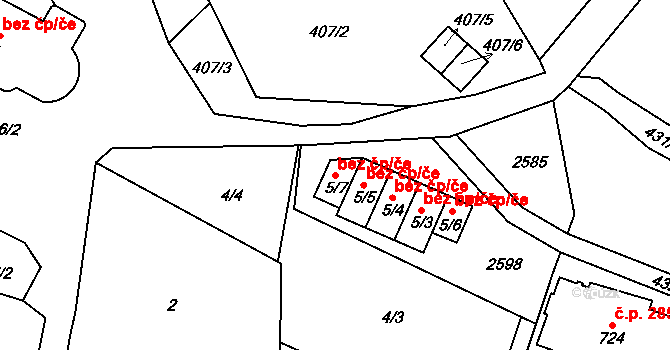 Albrechtice v Jizerských horách 49280414 na parcele st. 5/7 v KÚ Albrechtice v Jizerských horách, Katastrální mapa