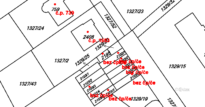 Říčany 50494414 na parcele st. 2185 v KÚ Říčany u Prahy, Katastrální mapa