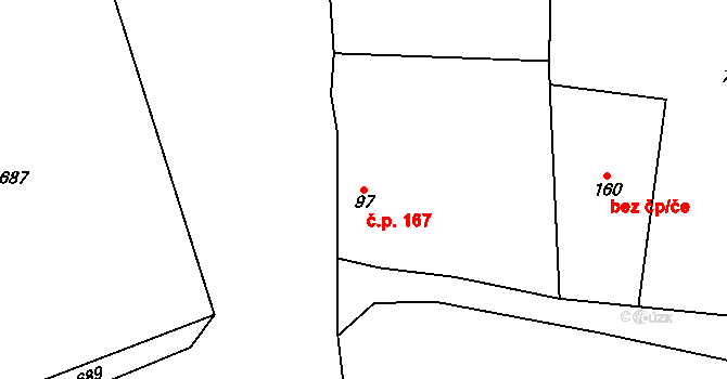Tuchoměřice 167 na parcele st. 97 v KÚ Tuchoměřice, Katastrální mapa