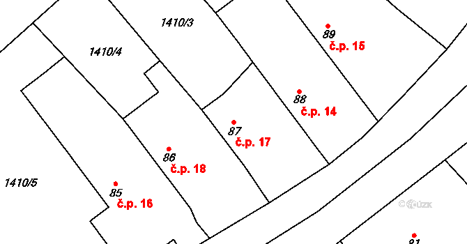 Čepinec 17, Žinkovy na parcele st. 87 v KÚ Žinkovy, Katastrální mapa