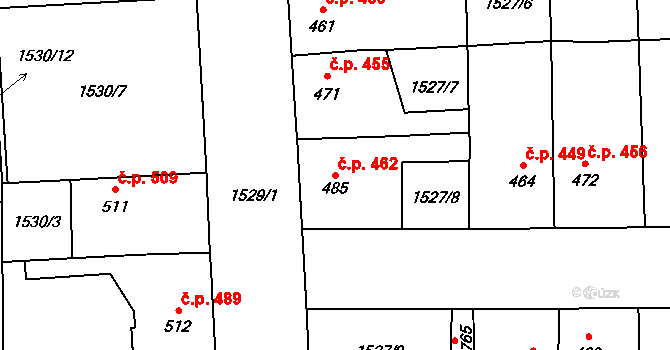 Sezemice 462 na parcele st. 485 v KÚ Sezemice nad Loučnou, Katastrální mapa