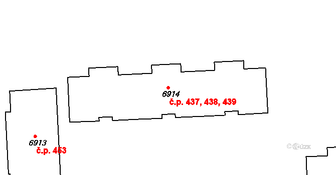Polabiny 437,438,439, Pardubice na parcele st. 6914 v KÚ Pardubice, Katastrální mapa