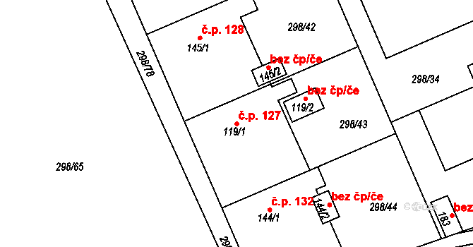 Kolšov 127 na parcele st. 119/1 v KÚ Kolšov, Katastrální mapa