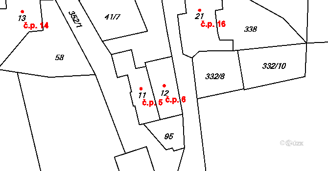 Hodonín 6, Zdíkov na parcele st. 12 v KÚ Hodonín u Zdíkovce, Katastrální mapa