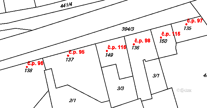 Černochov 116, Peruc na parcele st. 149 v KÚ Černochov, Katastrální mapa