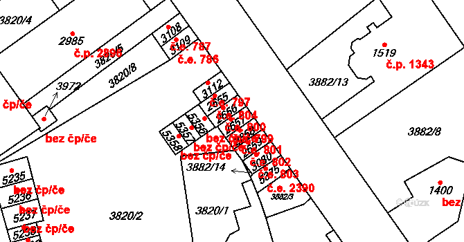 Žatec 799 na parcele st. 2657 v KÚ Žatec, Katastrální mapa