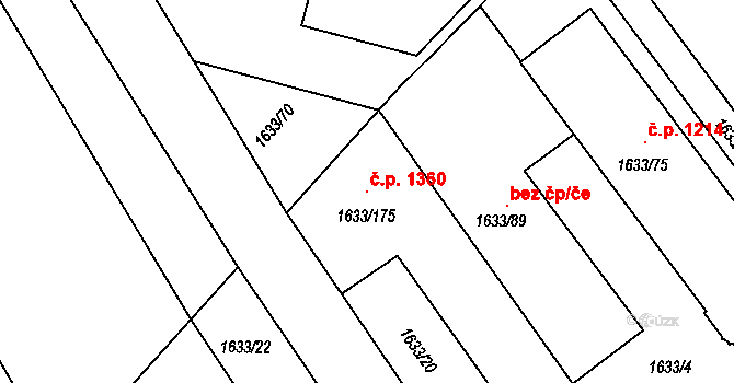 Rohatec 1360 na parcele st. 1633/175 v KÚ Rohatec, Katastrální mapa
