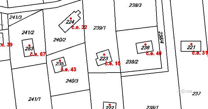 Žopy 15, Holešov na parcele st. 223 v KÚ Žopy, Katastrální mapa