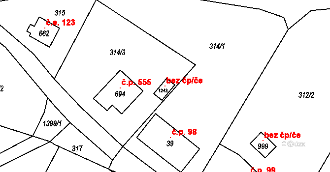 Raškovice 104228415 na parcele st. 1243 v KÚ Raškovice, Katastrální mapa