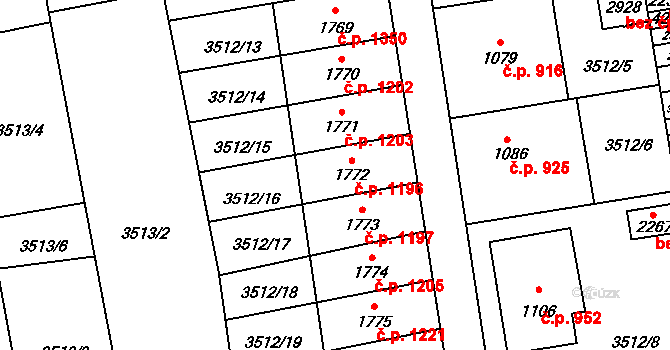 Lipník nad Bečvou I-Město 1196, Lipník nad Bečvou na parcele st. 1772 v KÚ Lipník nad Bečvou, Katastrální mapa