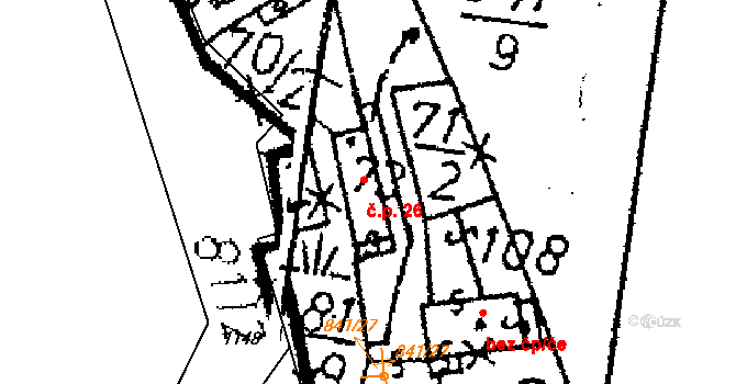 Opatovice I 26 na parcele st. 73 v KÚ Opatovice I, Katastrální mapa