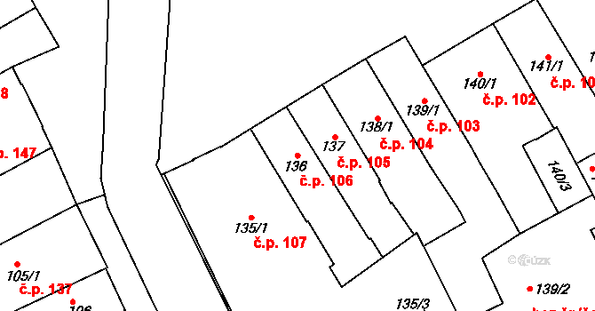 Čáslav-Staré Město 106, Čáslav na parcele st. 136 v KÚ Čáslav, Katastrální mapa
