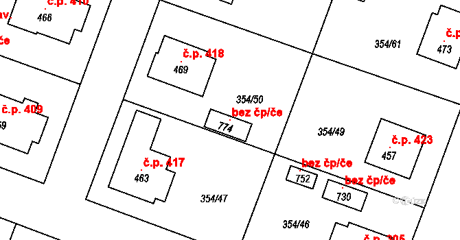 Rožďalovice 119191415 na parcele st. 774 v KÚ Rožďalovice, Katastrální mapa