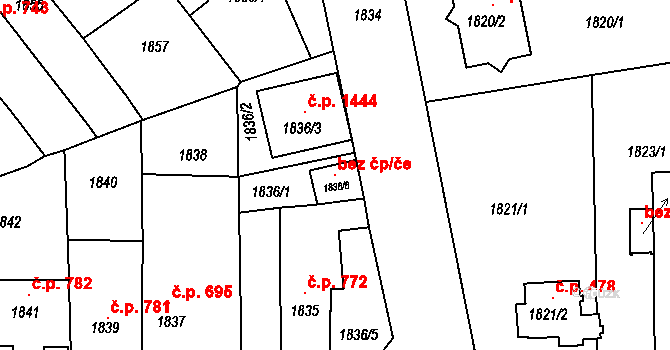 Hustopeče 119978415 na parcele st. 1836/6 v KÚ Hustopeče u Brna, Katastrální mapa