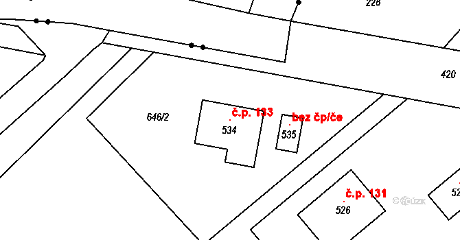 Skrochovice 133, Brumovice na parcele st. 534 v KÚ Skrochovice, Katastrální mapa