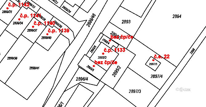 Rýmařov 1133 na parcele st. 2895/3 v KÚ Rýmařov, Katastrální mapa