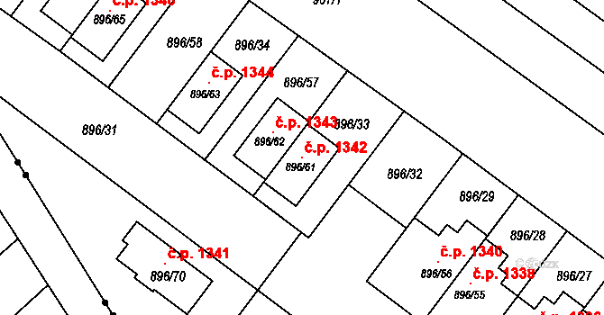 Svatobořice 1342, Svatobořice-Mistřín na parcele st. 896/61 v KÚ Svatobořice, Katastrální mapa