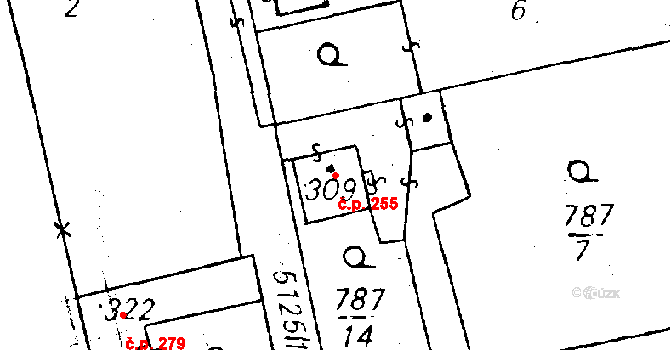 Černošín 255 na parcele st. 309 v KÚ Černošín, Katastrální mapa