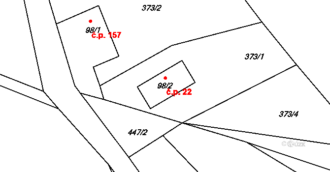 Sklenařice 22, Vysoké nad Jizerou na parcele st. 98/2 v KÚ Sklenařice, Katastrální mapa