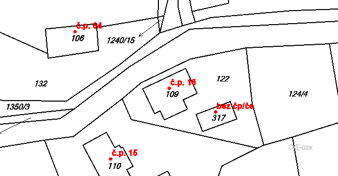 Česká Rybná 16 na parcele st. 109 v KÚ Česká Rybná u Žamberka, Katastrální mapa