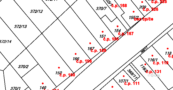 Okříšky 188 na parcele st. 167 v KÚ Okříšky, Katastrální mapa