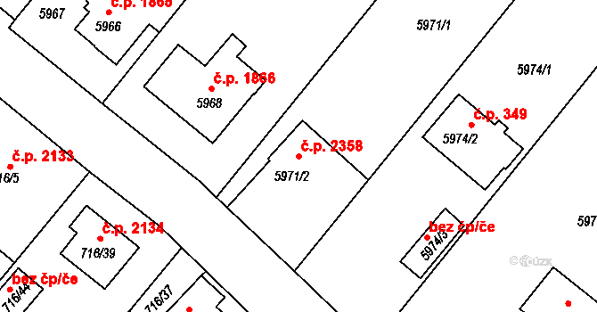 Frýdek 2358, Frýdek-Místek na parcele st. 5971/2 v KÚ Frýdek, Katastrální mapa