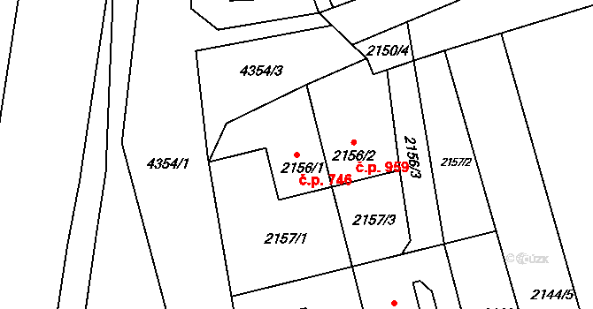 Frýdlant 746, Frýdlant nad Ostravicí na parcele st. 2156/1 v KÚ Frýdlant nad Ostravicí, Katastrální mapa