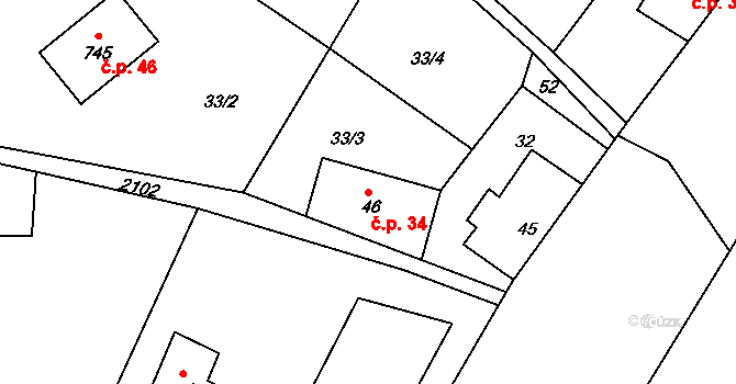 Kateřina 34, Dolní Podluží na parcele st. 46 v KÚ Dolní Podluží, Katastrální mapa