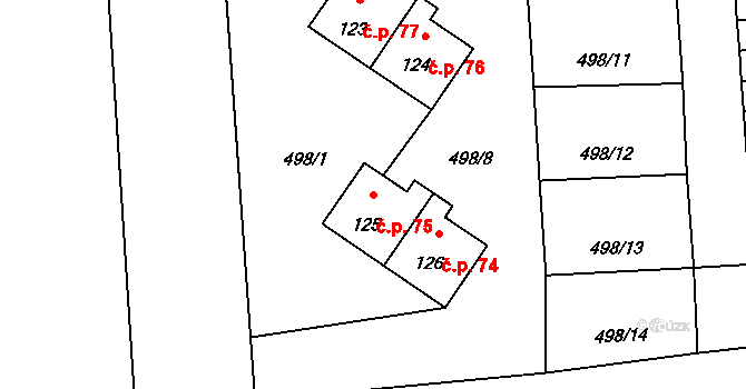 Ještětice 75, Solnice na parcele st. 125 v KÚ Ještětice, Katastrální mapa