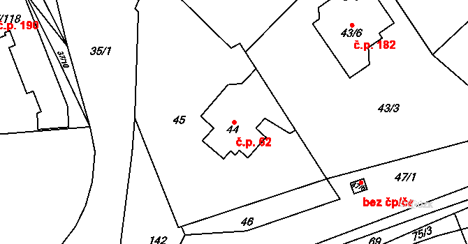 Benice 62, Praha na parcele st. 44 v KÚ Benice, Katastrální mapa