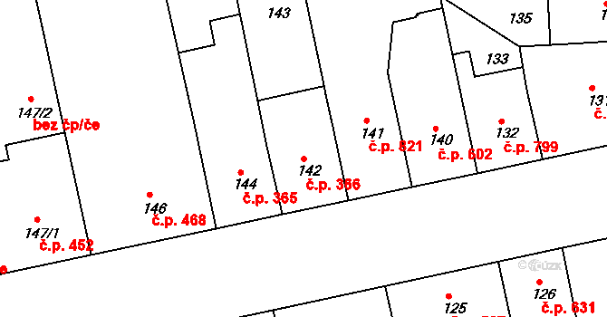 Žižkov 366, Praha na parcele st. 142 v KÚ Žižkov, Katastrální mapa